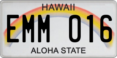 HI license plate EMM016
