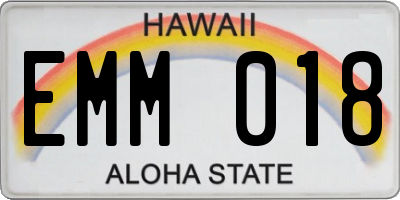 HI license plate EMM018