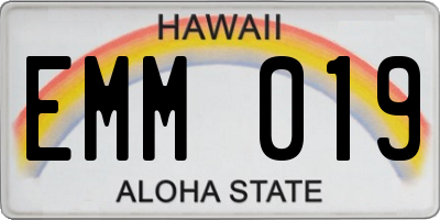 HI license plate EMM019