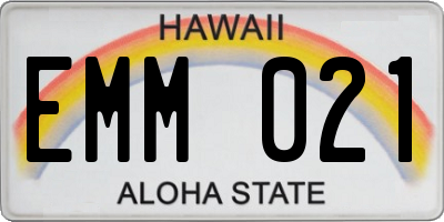 HI license plate EMM021