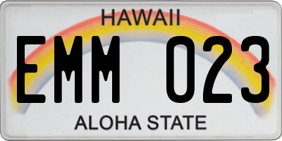 HI license plate EMM023
