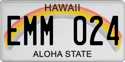 HI license plate EMM024