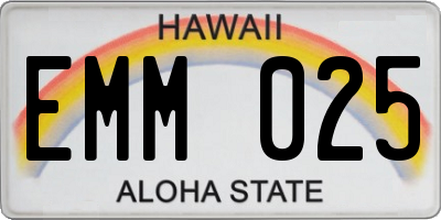 HI license plate EMM025
