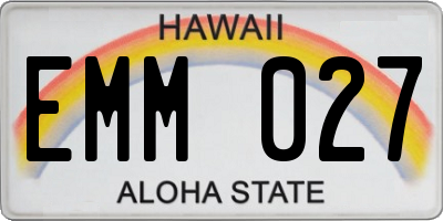 HI license plate EMM027