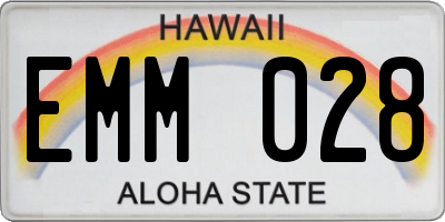 HI license plate EMM028