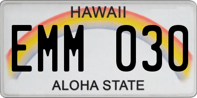 HI license plate EMM030