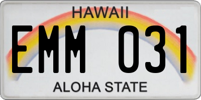 HI license plate EMM031