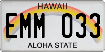 HI license plate EMM033