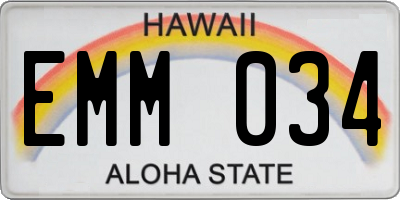 HI license plate EMM034