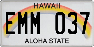 HI license plate EMM037