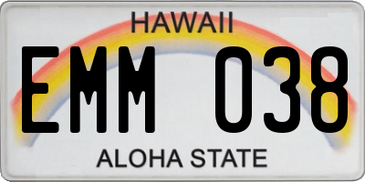 HI license plate EMM038