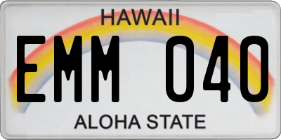HI license plate EMM040
