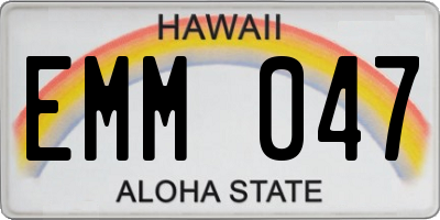 HI license plate EMM047