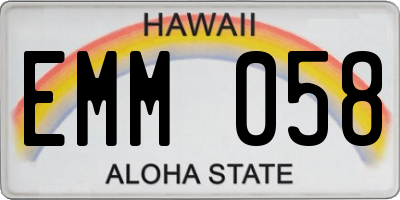 HI license plate EMM058