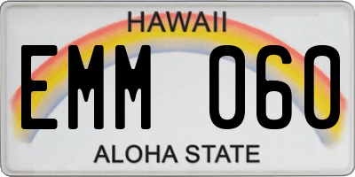 HI license plate EMM060