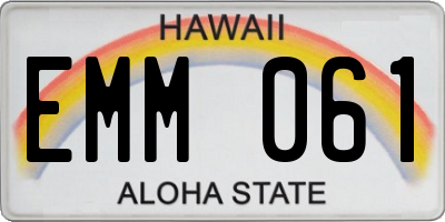 HI license plate EMM061