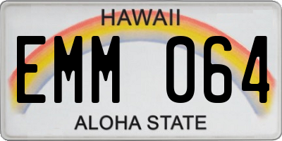 HI license plate EMM064
