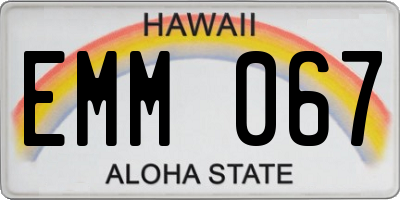 HI license plate EMM067