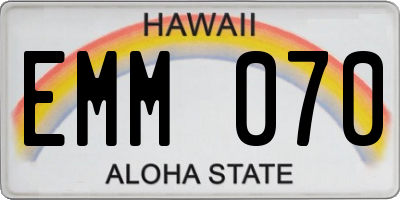 HI license plate EMM070