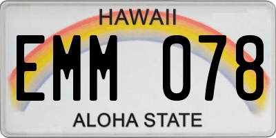 HI license plate EMM078