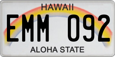HI license plate EMM092