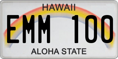 HI license plate EMM100