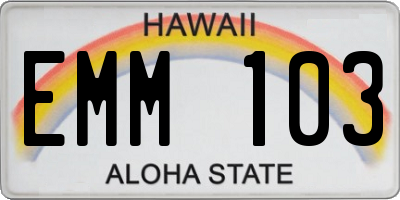 HI license plate EMM103