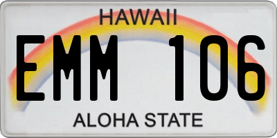HI license plate EMM106