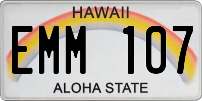 HI license plate EMM107