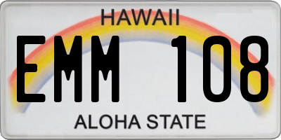 HI license plate EMM108