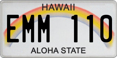 HI license plate EMM110