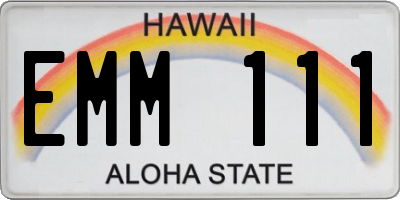 HI license plate EMM111