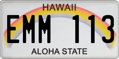 HI license plate EMM113