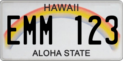 HI license plate EMM123