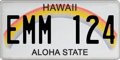 HI license plate EMM124