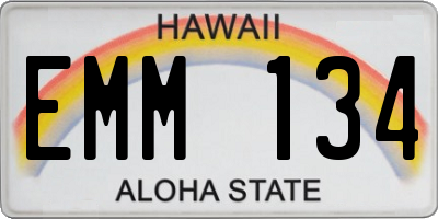 HI license plate EMM134