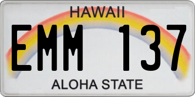 HI license plate EMM137