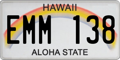 HI license plate EMM138