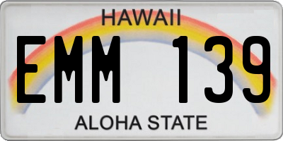 HI license plate EMM139