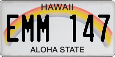 HI license plate EMM147