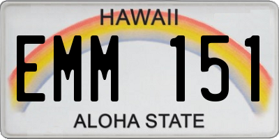 HI license plate EMM151