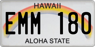 HI license plate EMM180