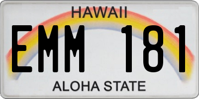 HI license plate EMM181