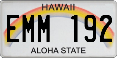 HI license plate EMM192
