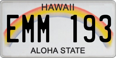 HI license plate EMM193