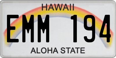 HI license plate EMM194