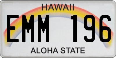 HI license plate EMM196