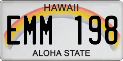 HI license plate EMM198
