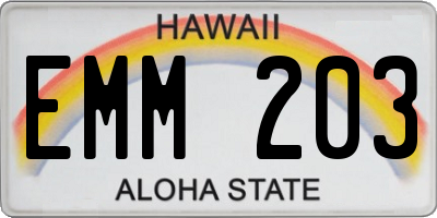 HI license plate EMM203