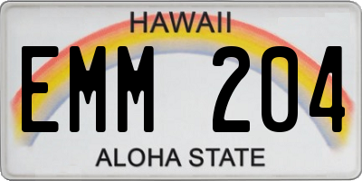 HI license plate EMM204